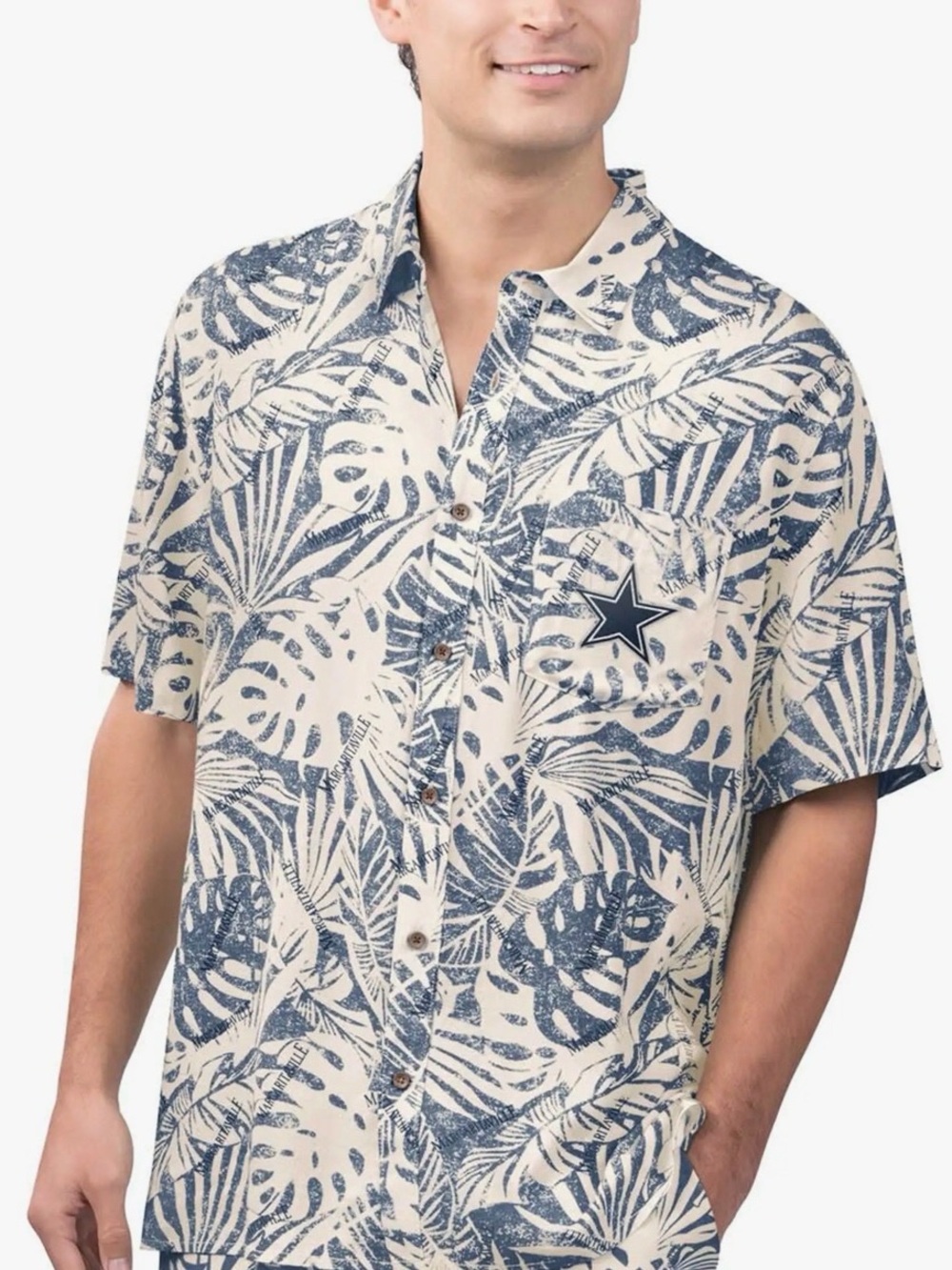 Margaritaville Dallas Cowboys Hawaiian Shirt Mens XXL 2XL Blue Rayon Resortwear